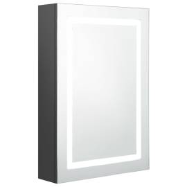 Dulap de baie cu oglindă și led, gri, 50x13x70 cm, 2 image