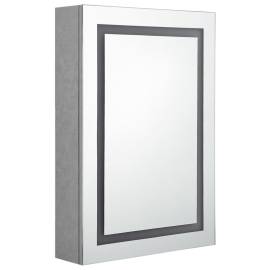 Dulap de baie cu oglindă și led, gri beton, 50x13x70 cm, 3 image