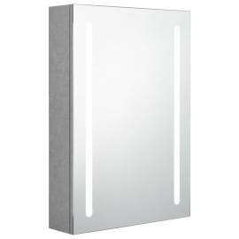 Dulap de baie cu oglindă și led, gri beton, 50x13x70 cm, 2 image