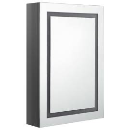 Dulap de baie cu oglindă și led, gri strălucitor, 50x13x70 cm, 3 image