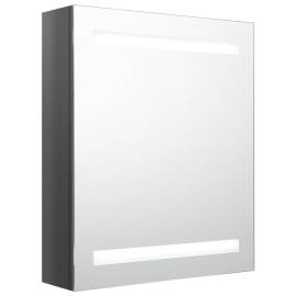 Dulap de baie cu oglindă și led, gri strălucitor, 50x14x60 cm, 2 image