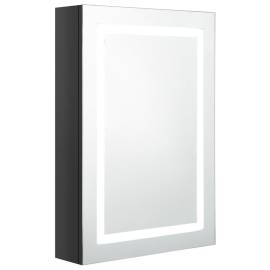Dulap de baie cu oglindă și led negru strălucitor, 50x13x70 cm, 2 image