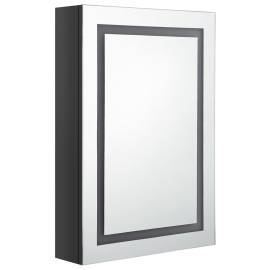 Dulap de baie cu oglindă și led negru strălucitor, 50x13x70 cm, 3 image
