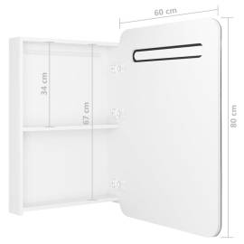 Dulap de baie oglindă și led, alb strălucitor, 60x11x80 cm, 7 image