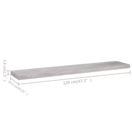 Raft de perete suspendat, gri beton, 120x23,5x3,8 cm, mdf, 9 image