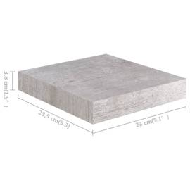 Raft de perete suspendat, gri beton, 23x23,5x3,8 cm, mdf, 9 image