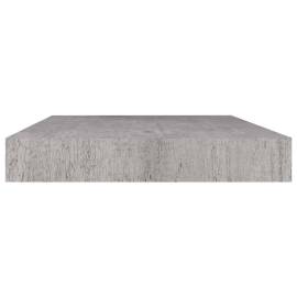 Raft de perete suspendat, gri beton, 40x23x3,8 cm, mdf, 4 image