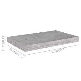 Raft de perete suspendat, gri beton, 50x23x3,8 cm, mdf, 9 image