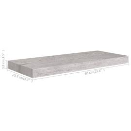 Raft de perete suspendat, gri beton, 60x23,5x3,8 cm, mdf, 9 image
