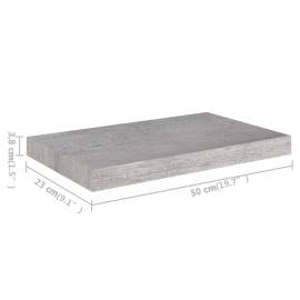 Rafturi de perete suspendate, 4 buc., gri beton, 50x23x3,8 cm, mdf, 10 image