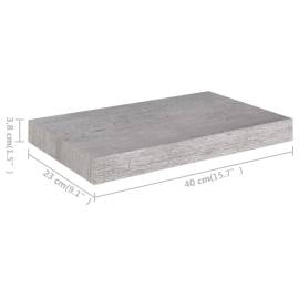 Rafturi de perete suspendate 2 buc. gri beton 40x23x3,8 cm mdf, 10 image