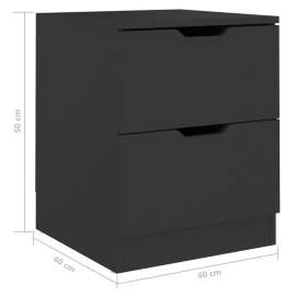 Dulapuri noptieră, 2 buc., negru, 40x40x50 cm, pal, 7 image