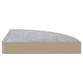 Raft de colț de perete, gri beton, 35x35x3,8 cm, mdf, 5 image