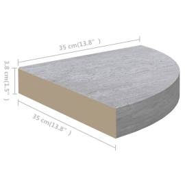 Raft de colț de perete, gri beton, 35x35x3,8 cm, mdf, 9 image