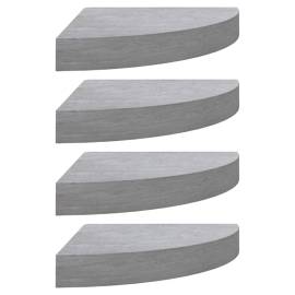 Rafturi de colț de perete, 4 buc., gri beton, 25x25x3,8 cm, mdf, 2 image