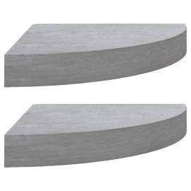 Rafturi de colț de perete 2 buc. gri beton 35x35x3,8 cm mdf, 2 image