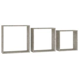Rafturi de perete cub, 3 buc., gri beton, 3 image