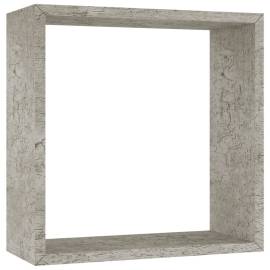 Rafturi de perete cub, 3 buc., gri beton, 6 image