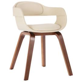 Scaun de masă, alb, lemn curbat & piele ecologică