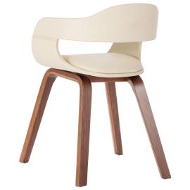 Scaun de masă, alb, lemn curbat & piele ecologică, 4 image