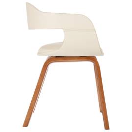 Scaun de masă, alb, lemn curbat & piele ecologică, 3 image
