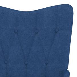 Scaun de relaxare cu taburet, albastru, textil, 6 image