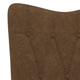 Scaun de relaxare cu taburet, maro, textil, 8 image