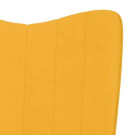 Scaun balansoar cu taburet, galben muștar, catifea, 8 image