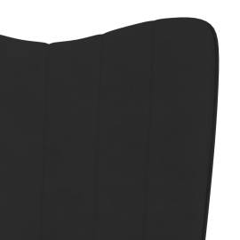 Scaun de relaxare cu taburet, negru, catifea, 10 image
