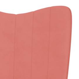 Scaun de relaxare cu taburet, roz, catifea, 10 image