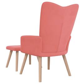 Scaun de relaxare cu taburet, roz, catifea, 5 image