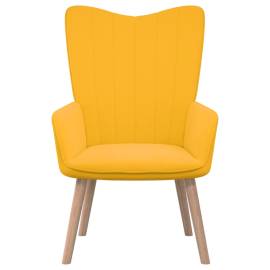 Scaun relaxare cu taburet, galben muștar, catifea, 7 image