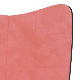Scaun de relaxare, roz, catifea și pvc, 7 image