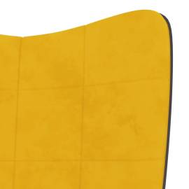 Scaun de relaxare cu taburet, galben muștar, catifea și pvc, 10 image