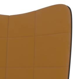 Scaun de relaxare cu taburet, maro, catifea și pvc, 10 image