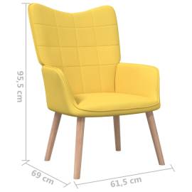 Scaun relaxare cu taburet, galben muștar, 62x68,5x96 cm, textil, 11 image