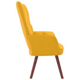 Scaun de relaxare, galben muștar, catifea, 4 image