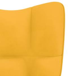 Scaun de relaxare cu taburet, galben muștar, catifea, 9 image