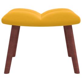 Scaun de relaxare cu taburet, galben muștar, catifea, 8 image