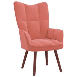 Scaun de relaxare cu taburet, roz, catifea, 6 image