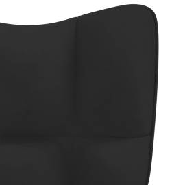 Scaun de relaxare cu taburet, negru, catifea, 9 image