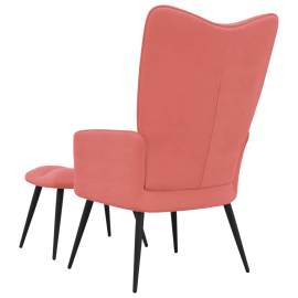 Scaun de relaxare cu taburet, roz, catifea, 5 image