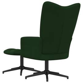 Scaun de relaxare cu taburet, verde închis, catifea, 5 image