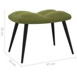 Scaun de relaxare cu taburet, verde deschis, catifea, 11 image