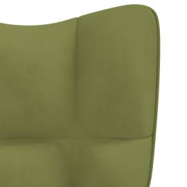Scaun de relaxare cu taburet, verde deschis, catifea, 9 image