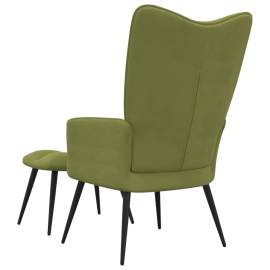 Scaun de relaxare cu taburet, verde deschis, catifea, 5 image