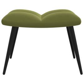 Scaun de relaxare cu taburet, verde deschis, catifea, 8 image