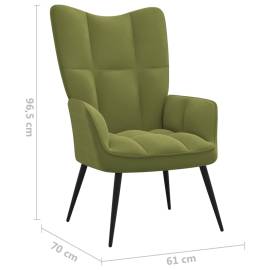 Scaun de relaxare cu taburet, verde deschis, catifea, 10 image