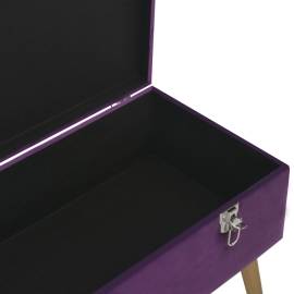 Bancă cu un compartiment de depozitare, violet, 80 cm, catifea, 5 image