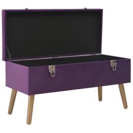 Bancă cu un compartiment de depozitare, violet, 80 cm, catifea, 3 image